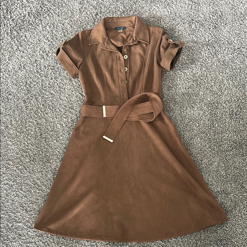 Belted Tommy Hilfiger Camel Suede Dress